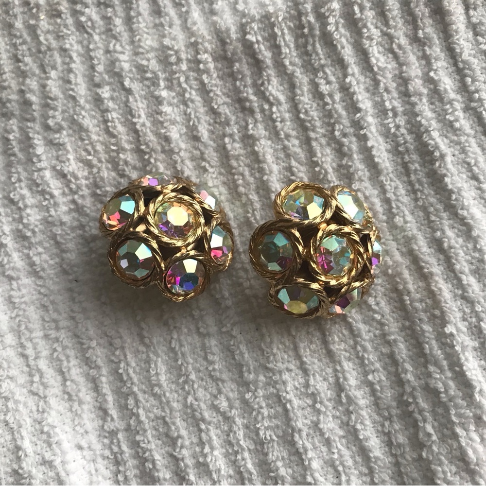 Elegant Gold and Iridescent Crystal Earrings